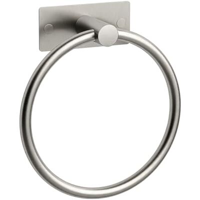 Ibergrif M34455A Handtuchhalter, selbstklebend, Zwei Installationsmethoden (Klebstoff und Bohren), Handtuchring für Badezimmer, ohne Bohren, Edelstahl, gebürstet Ibergrif M34455A Handtuchhalter, selbstklebend, Zwei Installationsmethoden (Klebstoff und Bohren), Handtuchring für Badezimmer, ohne Bohren, Edelstahl, gebürstet