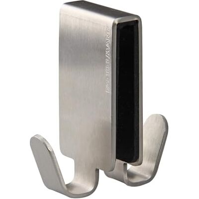 FACKELMANN Tecno Doppelhaken für Glas-Duschwand 4,5 x 7 cm – Rostfreier Edelstahl, weiche TPE-Einlage gegen Kratzer, Innen- und Außenhaken, Designed in Germany FACKELMANN Tecno Doppelhaken für Glas-Duschwand 4,5 x 7 cm – Rostfreier Edelstahl, weiche TPE-Einlage gegen Kratzer, Innen- und Außenhaken, Designed in Germany