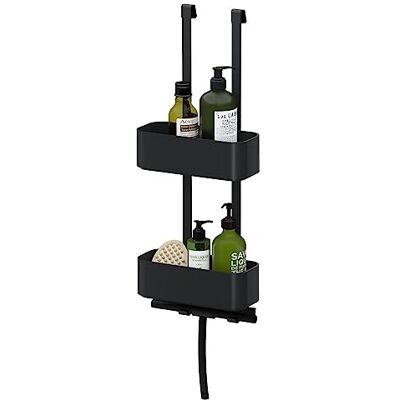 Tiger 2-Store Duschkorb doppelt, Duschablage ohne Bohren, zum Hängen auf die Duschwand, Duschregal mit Ablage für Duschgel & Co., mit integriertem Haken, Edelstahl, Kunststoff, Farbe: Schwarz Tiger 2-Store Duschkorb doppelt, Duschablage ohne Bohren, zum Hängen auf die Duschwand, Duschregal mit Ablage für Duschgel & Co., mit integriertem Haken, Edelstahl, Kunststoff, Farbe: Schwarz
