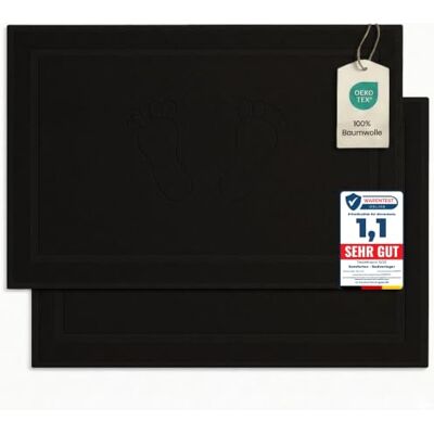 Komfortec Badvorleger Set 2 Teilig, Frottee Duschvorleger, Waschbar Duschmatte & Badteppich, 800 g/m² &100% Baumwolle, Saugfähig & Schnelltrocknend, 50 x 80 cm, Schwarz Komfortec Badvorleger Set 2 Teilig, Frottee Duschvorleger, Waschbar Duschmatte & Badteppich, 800 g/m² &100% Baumwolle, Saugfähig & Schnelltrocknend, 50 x 80 cm, Schwarz