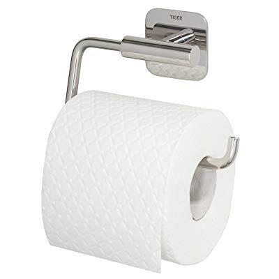 Tiger Colar Toilettenpapierhalter zum Kleben, Edelstahl poliert, mit integrierter Klebefolie zur Montage ohne Bohren, 1314030346, 10 x 14.6 x 3.4 cm Tiger Colar Toilettenpapierhalter zum Kleben, Edelstahl poliert, mit integrierter Klebefolie zur Montage ohne Bohren, 1314030346, 10 x 14.6 x 3.4 cm