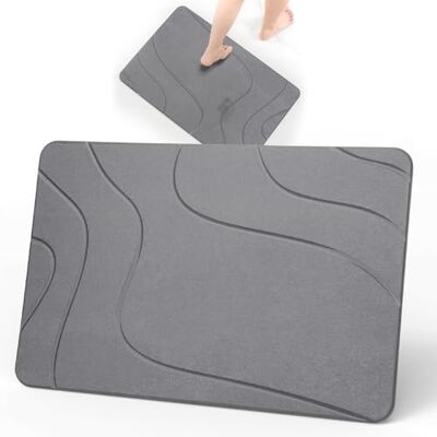 Euqvunn Stein Badematte Schnelltrocknend 60 x 39 cm, rutschfeste Saugfähige Badezimmerteppich, Harte Badezimmermatte, Stein-Trocknungsmatte Diatomeenerde für Küche, Badezimmer & Dusche – Grau Euqvunn Stein Badematte Schnelltrocknend 60 x 39 cm, rutschfeste Saugfähige Badezimmerteppich, Harte Badezimmermatte, Stein-Trocknungsmatte Diatomeenerde für Küche, Badezimmer & Dusche – Grau