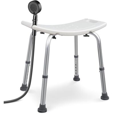 VOUNOT Duschhocker höhenverstellbar 38–52cm, ergonomischer Duschstuhl für Senioren, Stabil rutschfest Badhocker Duschsitz mit Brausehalterung, belastbar bis 136 kg, Weiß VOUNOT Duschhocker höhenverstellbar 38–52cm, ergonomischer Duschstuhl für Senioren, Stabil rutschfest Badhocker Duschsitz mit Brausehalterung, belastbar bis 136 kg, Weiß