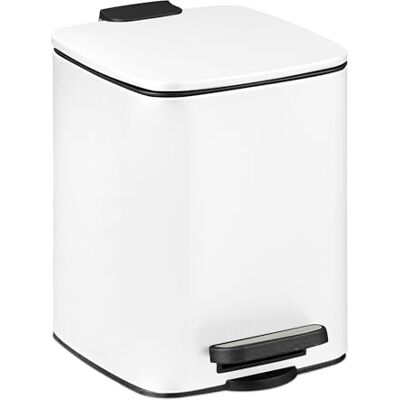 Relaxdays Kosmetikeimer, 6 Liter, Absenkautomatik, entnehmbarer Inneneimer, Metall, Bad Mülleimer mit Deckel, weiß Relaxdays Kosmetikeimer, 6 Liter, Absenkautomatik, entnehmbarer Inneneimer, Metall, Bad Mülleimer mit Deckel, weiß