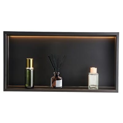 VEVOR Duschnische, 10,16x33,02x63,5 cm, versenkte Wandnische mit LED-Streifen, Shampoo-Aufbewahrungs-Organizer aus Edelstahl, langlebig, schwarz für Badezimmer VEVOR Duschnische, 10,16x33,02x63,5 cm, versenkte Wandnische mit LED-Streifen, Shampoo-Aufbewahrungs-Organizer aus Edelstahl, langlebig, schwarz für Badezimmer