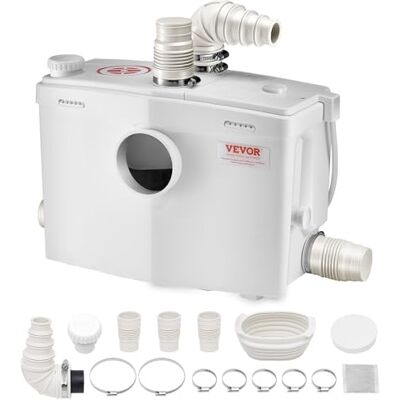 VEVOR Hebeanlage 1200 W, 180 L/min Durchfluss, 10 m Förderhöhe, Schmutzwasserpumpe mit 4 Wassereinlässen, Abwasserhebeanlage für Toilette, Keller, Dusche, Waschbecken, Waschküche, Badewanne VEVOR Hebeanlage 1200 W, 180 L/min Durchfluss, 10 m Förderhöhe, Schmutzwasserpumpe mit 4 Wassereinlässen, Abwasserhebeanlage für Toilette, Keller, Dusche, Waschbecken, Waschküche, Badewanne