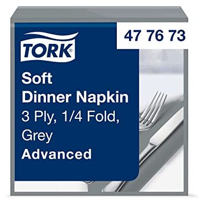 Tork 477673 Soft Dinnerservietten Grau / Papierservietten 3 lagig / Ideale Qualität und Größe für ein Abendessen / Advanced Qualität / 12 x 100 (1200) Servietten / 39 x 39 cm (B x L) Tork 477673 Soft Dinnerservietten Grau / Papierservietten 3 lagig / Ideale Qualität und Größe für ein Abendessen / Advanced Qualität / 12 x 100 (1200) Servietten / 39 x 39 cm (B x L)