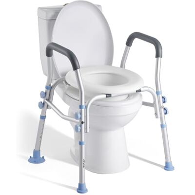 VEVOR Toilettensitzerhöhung Toilettenerhöhung mit Armlehnen & 136 kg Tragkraft & 4 Beinen, höhenverstellbarer erhöhter Toilettensitz mit Spritzschutz für ältere Menschen Senioren Schwangere VEVOR Toilettensitzerhöhung Toilettenerhöhung mit Armlehnen & 136 kg Tragkraft & 4 Beinen, höhenverstellbarer erhöhter Toilettensitz mit Spritzschutz für ältere Menschen Senioren Schwangere
