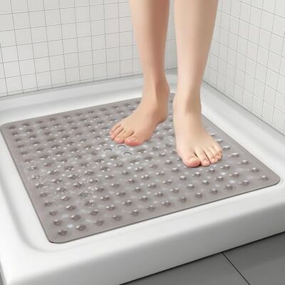 Cozary Duschmatte rutschfest, 53 x 53 cm, Antirutsch Badematte für Badewanne & Dusche, Weiche PVC Duschmatte mit Saugnäpfen, Maschinenwaschbar-Grau Cozary Duschmatte rutschfest, 53 x 53 cm, Antirutsch Badematte für Badewanne & Dusche, Weiche PVC Duschmatte mit Saugnäpfen, Maschinenwaschbar-Grau