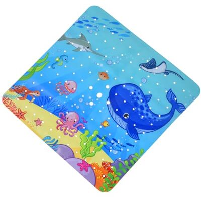 OTraki Antirutschmatte Badematte, 53 x 53 cm, Meeresbodenmuster Badewannenmatte, Badewannenmatte Kinder, rutschfest badematte, mit Abflusslöchern und Saugnäpfen, Maschinenwaschbar, Blau OTraki Antirutschmatte Badematte, 53 x 53 cm, Meeresbodenmuster Badewannenmatte, Badewannenmatte Kinder, rutschfest badematte, mit Abflusslöchern und Saugnäpfen, Maschinenwaschbar, Blau