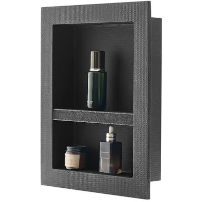 VEVOR Duschnische, 10,16x40,64x50,8 cm, Wandnische mit beweglichem Trennregal, Seifen- & Shampoo-Aufbewahrungs-Organizer, rechtwinklige Ecken, schwarz für Badezimmerdusche VEVOR Duschnische, 10,16x40,64x50,8 cm, Wandnische mit beweglichem Trennregal, Seifen- & Shampoo-Aufbewahrungs-Organizer, rechtwinklige Ecken, schwarz für Badezimmerdusche