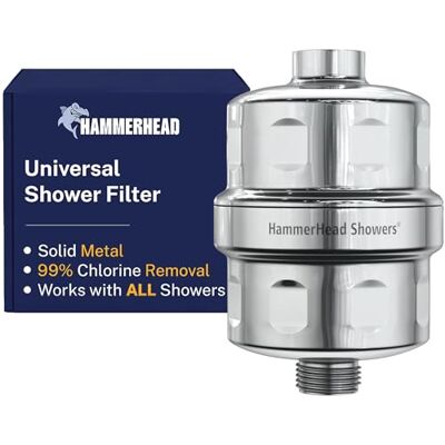 HammerHead Showers ® ALL METAL Duschkopffilter KDF 55 Duschfilter, Hochdruck-Universal-Duschfilter zum Entfernen giftiger Chemikalien Entfernt Chlor und Schwermetalle Chrom HammerHead Showers ® ALL METAL Duschkopffilter KDF 55 Duschfilter, Hochdruck-Universal-Duschfilter zum Entfernen giftiger Chemikalien Entfernt Chlor und Schwermetalle Chrom