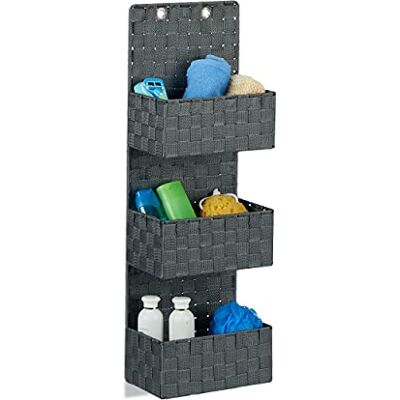 Relaxdays Hängeorganizer Stoff, Türorganizer mit 3 Aufbewahrungskörben, Wandorganizer Bad, PP, HBT: 75x25x15cm, grau Relaxdays Hängeorganizer Stoff, Türorganizer mit 3 Aufbewahrungskörben, Wandorganizer Bad, PP, HBT: 75x25x15cm, grau