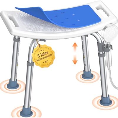 Luckfaith Duschhocker mit Höhenverstellung – Leichter Badehocker mit gebogenem Sitz, Rutschfester Duschsitz für Senioren, Behinderte & Schwangere, Blau Luckfaith Duschhocker mit Höhenverstellung – Leichter Badehocker mit gebogenem Sitz, Rutschfester Duschsitz für Senioren, Behinderte & Schwangere, Blau