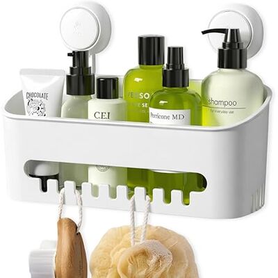 Zuvo Duschablage ohne Bohren mit Saugnäpfen Klebefreier Bad Organizer für Shampoo, Seife & Accessoires Wasserdichtes Kunststoff Duschregal Badaccessoires Weiß Zuvo Duschablage ohne Bohren mit Saugnäpfen Klebefreier Bad Organizer für Shampoo, Seife & Accessoires Wasserdichtes Kunststoff Duschregal Badaccessoires Weiß