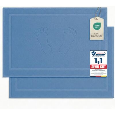Komfortec 2er Badvorleger aus 100% Baumwolle, 800 GSM, Waschbar, Badematte, Badteppich, Saugfähig, Frottee, 50x80 cm, Hellblau Komfortec 2er Badvorleger aus 100% Baumwolle, 800 GSM, Waschbar, Badematte, Badteppich, Saugfähig, Frottee, 50x80 cm, Hellblau