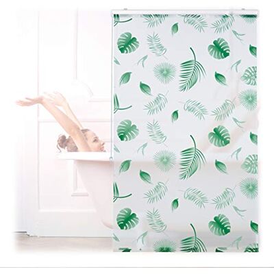 Relaxdays Duschrollo Blätter, 100x240cm, Seilzugrollo f. Dusche & Badewanne, wasserabweisend, Decke & Fenster, weiß/grün Relaxdays Duschrollo Blätter, 100x240cm, Seilzugrollo f. Dusche & Badewanne, wasserabweisend, Decke & Fenster, weiß/grün