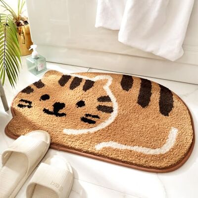 Ankah Dusche, Badewanne, Badematte, Badezimmerteppich, rutschfest, saugfähig, weiche Matte für Badezimmer, Bezauberndes Katzen-Motiv, Badematte, Türvorleger, Trockenteppich, 45,7 x 66 cm, Khaki Ankah Dusche, Badewanne, Badematte, Badezimmerteppich, rutschfest, saugfähig, weiche Matte für Badezimmer, Bezauberndes Katzen-Motiv, Badematte, Türvorleger, Trockenteppich, 45,7 x 66 cm, Khaki
