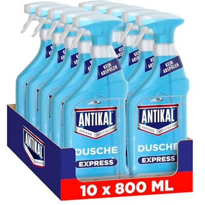 Antikal Expressspray, 10 × 800 ml, für Dusche & Bad, Kalkfrei Ohne Abwischen, Glänzende Flächen Mit Einem Wisch Antikal Expressspray, 10 × 800 ml, für Dusche & Bad, Kalkfrei Ohne Abwischen, Glänzende Flächen Mit Einem Wisch
