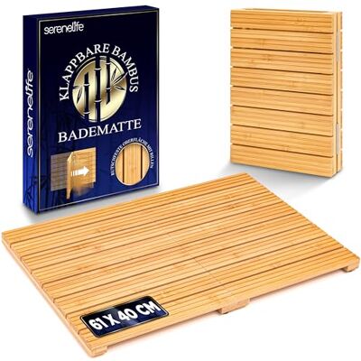 SereneLife Badematte rutschfest, 60x40cm Bambusmatte, Badematte Holz Faltbar & Schimmelresistent, für Sauna, Hotel, Spa, Terasse, Badvorleger Schnell Trocknend SereneLife Badematte rutschfest, 60x40cm Bambusmatte, Badematte Holz Faltbar & Schimmelresistent, für Sauna, Hotel, Spa, Terasse, Badvorleger Schnell Trocknend
