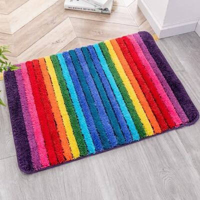 NIENLCIP Regenbogen-Badematte, Bunte Badezimmerteppiche, superweich und saugfähig, Mikrofaser-Plüsch, Badteppiche mit Rutschfester Unterseite für Badezimmer, maschinenwaschbar, 48,3 x 68,9 cm NIENLCIP Regenbogen-Badematte, Bunte Badezimmerteppiche, superweich und saugfähig, Mikrofaser-Plüsch, Badteppiche mit Rutschfester Unterseite für Badezimmer, maschinenwaschbar, 48,3 x 68,9 cm