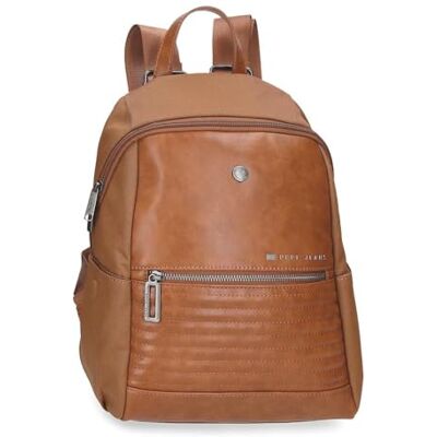 Pepe Jeans Biker Laptop-Rucksack aus Polyester mit Kunstlederdetails, breite, ergonomische und gepolsterte Schultergurte, die sich perfekt an den Rücken anpassen, von Joumma Bags, braun, Mochila 35 Pepe Jeans Biker Laptop-Rucksack aus Polyester mit Kunstlederdetails, breite, ergonomische und gepolsterte Schultergurte, die sich perfekt an den Rücken anpassen, von Joumma Bags, braun, Mochila 35