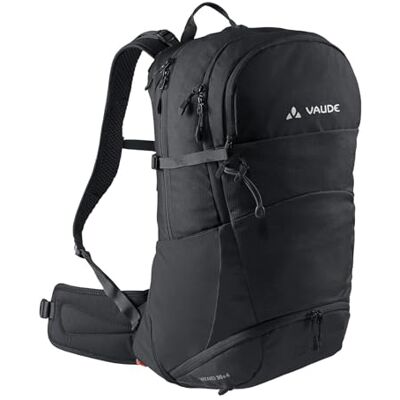 VAUDE Wizard 30+4 – 34 L Wanderrucksack Damen & Herren mit Aeroflex-Rückensystem, ErgoShape-Schultergurte, Hüftgurttasche & Regenhülle – unter Verwendung von Polyester black, Mittelgroße VAUDE Wizard 30+4 – 34 L Wanderrucksack Damen & Herren mit Aeroflex-Rückensystem, ErgoShape-Schultergurte, Hüftgurttasche & Regenhülle – unter Verwendung von Polyester black, Mittelgroße