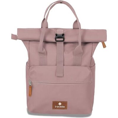 Travelite Handgepäck Rucksack, Laptop Rucksack 14 Zoll, Basics Short Handle Rollup, Reiserucksack Rolltop Funktion, Smoky Rose, 37-46 cm, 14 Liter Travelite Handgepäck Rucksack, Laptop Rucksack 14 Zoll, Basics Short Handle Rollup, Reiserucksack Rolltop Funktion, Smoky Rose, 37-46 cm, 14 Liter