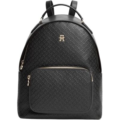 Tommy Hilfiger Damen Rucksack Daily Backpack mit Monogramm-Prägung, Schwarz (Black), Einheitsgröße Tommy Hilfiger Damen Rucksack Daily Backpack mit Monogramm-Prägung, Schwarz (Black), Einheitsgröße