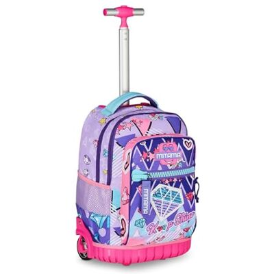 Mitama Trolley, 2 in 1, Schulranzen mit Rollen, Rucksack mit Trolleyfunktion für Kinder, ab 1. Klasse, für Schule, Reisen, Schulanfänger, rosa Mitama Trolley, 2 in 1, Schulranzen mit Rollen, Rucksack mit Trolleyfunktion für Kinder, ab 1. Klasse, für Schule, Reisen, Schulanfänger, rosa