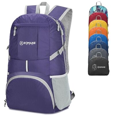 ZOMAKE 35 L Leicht Faltbarer Rucksack Packbare Backpacks, Kleiner Rucksäcke Wanderrucksack Wasserdicht für Damen Herren Outdoor Wandern (Violett) ZOMAKE 35 L Leicht Faltbarer Rucksack Packbare Backpacks, Kleiner Rucksäcke Wanderrucksack Wasserdicht für Damen Herren Outdoor Wandern (Violett)
