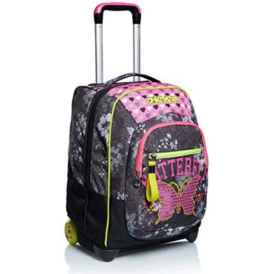 Seven Schulranzen mit Rollen, Schulrucksack Mädchen 1. klasse, Rucksack mit Trolley Funktion, 2 in 1 Trolley, pink/grau Seven Schulranzen mit Rollen, Schulrucksack Mädchen 1. klasse, Rucksack mit Trolley Funktion, 2 in 1 Trolley, pink/grau