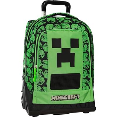 Franco Cosimo Panini Minecraft Schulrucksack, Trolley offizieller Minecraft, austauschbare Räder, verstellbarer Griff, 2 Fächer, Fronttasche, thermogeformte Rückenlehne und Boden, gepolsterte Schultergurte, verstellbar Franco Cosimo Panini Minecraft Schulrucksack, Trolley offizieller Minecraft, austauschbare Räder, verstellbarer Griff, 2 Fächer, Fronttasche, thermogeformte Rückenlehne und Boden, gepolsterte Schultergurte, verstellbar