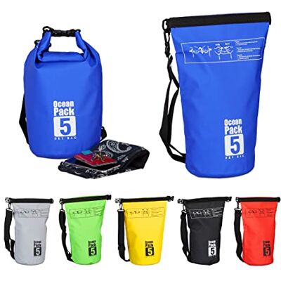Relaxdays Ocean Pack, 5L, wasserdicht, Packsack, leichter Dry Bag, Kajak, Trockentasche, Segeln, Ski, Snowboarden, blau Relaxdays Ocean Pack, 5L, wasserdicht, Packsack, leichter Dry Bag, Kajak, Trockentasche, Segeln, Ski, Snowboarden, blau