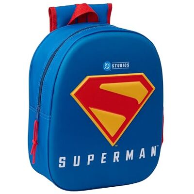 safta Superman 3D Schulrucksack mit 3D-Design, anpassbar an den Wagen, ideal für Kinder verschiedener Altersgruppen, bequem und vielseitig, Qualität und Widerstandsfähigkeit, 27 x 10 x 33 cm, blau, M safta Superman 3D Schulrucksack mit 3D-Design, anpassbar an den Wagen, ideal für Kinder verschiedener Altersgruppen, bequem und vielseitig, Qualität und Widerstandsfähigkeit, 27 x 10 x 33 cm, blau, M