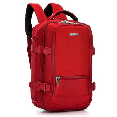 WITTCHEN Urban Kabinenrucksack Laptop-Rucksack Multifunktionaler 2-in-1-Reiserucksack Rückentasche mit RFID-Schutz kompatibel mit Wizz Air, LOT, Ryanair 40x25x20 cm Farbe: Rubinrot WITTCHEN Urban Kabinenrucksack Laptop-Rucksack Multifunktionaler 2-in-1-Reiserucksack Rückentasche mit RFID-Schutz kompatibel mit Wizz Air, LOT, Ryanair 40x25x20 cm Farbe: Rubinrot