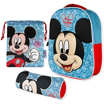 BONNYCO Kindergartenrucksack Jungen 3D, Turnbeutel und Stiftebox Mickey Mouse Schulrucksack Jungen und Mädchen, Rucksack Kinder, Rucksack Kindergarten Set, Kinderrucksack Kita Kleinkind Schulanfang BONNYCO Kindergartenrucksack Jungen 3D, Turnbeutel und Stiftebox Mickey Mouse Schulrucksack Jungen und Mädchen, Rucksack Kinder, Rucksack Kindergarten Set, Kinderrucksack Kita Kleinkind Schulanfang