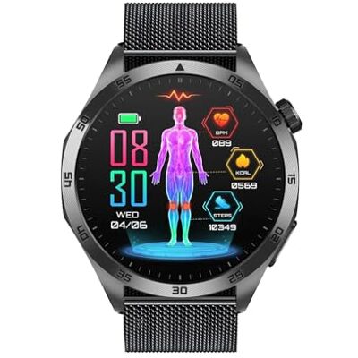 Knauermann PRO 3 Fan Edition rund (2025) Schwarz, Gesundheitsuhr Smartwatch mit Telefoniefunktion, EKG Plus HRV und SOS Funktion, BT Bluetooth, Schlafapnoe, Milanaise Schwarz, 14-24 Knauermann PRO 3 Fan Edition rund (2025) Schwarz, Gesundheitsuhr Smartwatch mit Telefoniefunktion, EKG Plus HRV und SOS Funktion, BT Bluetooth, Schlafapnoe, Milanaise Schwarz, 14-24