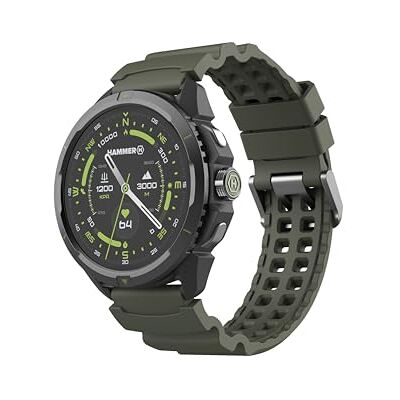 Hammer H Hammer Watch 2 Military Edition, GPS, AMOLED Gorilla-Glas 1,5 Zoll,-Bildschirm, großer 530-mah-Akku bis zu 15 Tage Betrieb mit Einer einzigen Ladung, 5 ATM-Widerstand, SOS-Taste, LED-Taschenlampe Hammer H Hammer Watch 2 Military Edition, GPS, AMOLED Gorilla-Glas 1,5 Zoll,-Bildschirm, großer 530-mah-Akku bis zu 15 Tage Betrieb mit Einer einzigen Ladung, 5 ATM-Widerstand, SOS-Taste, LED-Taschenlampe