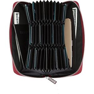 Cynure Damen 36 Fächer RFID-Schutz Kartenhalter Kreditkarten Etuis Große Lange Leder-Reißverschluss-Organizer Akkordeon Geldbörse Portemonnaie, Dunkelrot Cynure Damen 36 Fächer RFID-Schutz Kartenhalter Kreditkarten Etuis Große Lange Leder-Reißverschluss-Organizer Akkordeon Geldbörse Portemonnaie, Dunkelrot