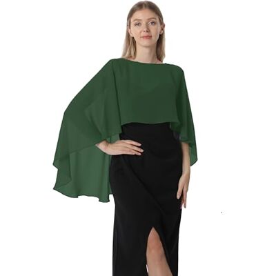 Hotshawl Capelets für Frauen Chiffon Cape Schals und Wraps für Abendkleid Hochzeit Umhänge Cover Up, Moosgrün, Einheitsgröße Hotshawl Capelets für Frauen Chiffon Cape Schals und Wraps für Abendkleid Hochzeit Umhänge Cover Up, Moosgrün, Einheitsgröße