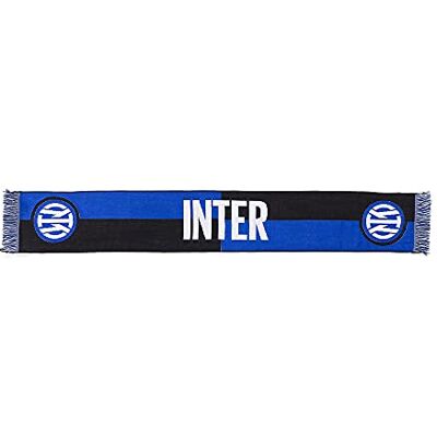 Inter Unisex-Schal mit Jacquard-Logo, Schwarz/Blau, Kariert, Acryl, Stadion-Schal, Einheitsgröße Inter Unisex-Schal mit Jacquard-Logo, Schwarz/Blau, Kariert, Acryl, Stadion-Schal, Einheitsgröße
