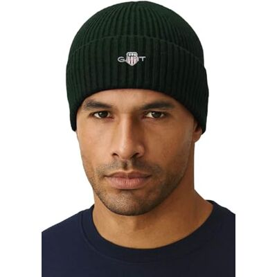 GANT Herren Cotton Blend Logo Beanie-Mütze, Tartan Green, Einheitsgröße EU GANT Herren Cotton Blend Logo Beanie-Mütze, Tartan Green, Einheitsgröße EU