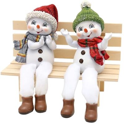 Dekohelden24 Schneekinder als Kantensitzer, mit Mütze und Schal in rot grün, im 2er Set, L/B/H 8 x 5 x 17 cm Dekohelden24 Schneekinder als Kantensitzer, mit Mütze und Schal in rot grün, im 2er Set, L/B/H 8 x 5 x 17 cm