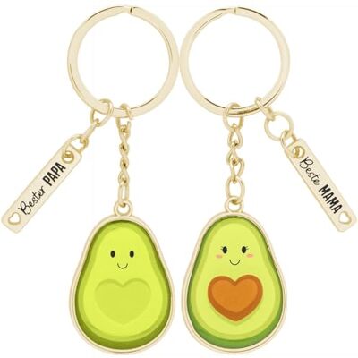 Sheepworld Paar-Schlüsselanhänger "Avocado": Schlüsselanhänger Set mit Motivdruck "Bester Papa" und "Beste Mama Sheepworld Paar-Schlüsselanhänger "Avocado": Schlüsselanhänger Set mit Motivdruck "Bester Papa" und "Beste Mama