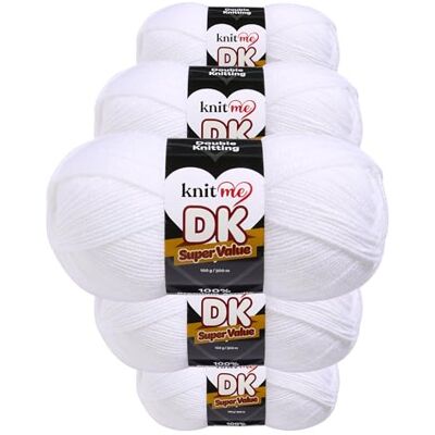 Knit Me DK Wolle 5x100g Vorteilspack – Weiches Acrylgarn zum Stricken & Häkeln, 1500m, pflegeleichtes Garn für Schal, Mütze, Decke, Pullover & Amigurumi (Weiß) Knit Me DK Wolle 5x100g Vorteilspack – Weiches Acrylgarn zum Stricken & Häkeln, 1500m, pflegeleichtes Garn für Schal, Mütze, Decke, Pullover & Amigurumi (Weiß)