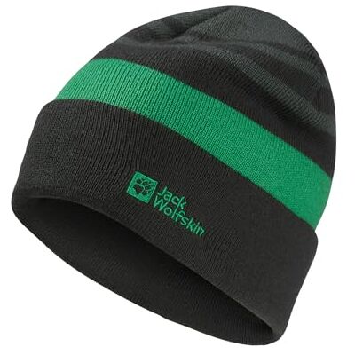 Jack Wolfskin Unisex Kinder Stripy Knit K Beanie-Mütze, Slate Green/Mystic, S EU Jack Wolfskin Unisex Kinder Stripy Knit K Beanie-Mütze, Slate Green/Mystic, S EU