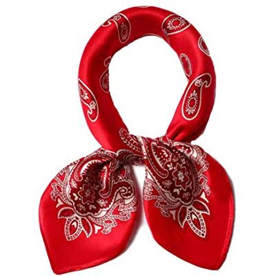 ANDANTINO Schal aus 100% echter Maulbeerseide, 53,3 x 53,3 cm, leichtes Halstuch, für Damen und Herren, klein, quadratisch, Digitaldruck, Rotes Paisley, Medium ANDANTINO Schal aus 100% echter Maulbeerseide, 53,3 x 53,3 cm, leichtes Halstuch, für Damen und Herren, klein, quadratisch, Digitaldruck, Rotes Paisley, Medium