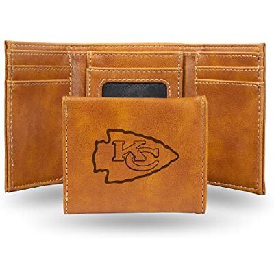 Rico Industries Kansas City Chiefs Geldbörse mit Lasergravur, dreifach gefaltet, 8,3 x 10,2 cm, Braun Rico Industries Kansas City Chiefs Geldbörse mit Lasergravur, dreifach gefaltet, 8,3 x 10,2 cm, Braun