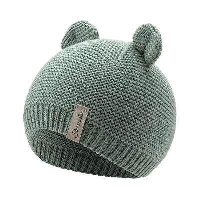 Sterntaler GOTS Strickmütze Ohren Babymütze aus Baumwolle (Bio) anschmiegsame Unisex Beanie Mütze mit 3D Öhrchen Baby und Kinder Übergangsmütze, steingrün, Größe 43 Sterntaler GOTS Strickmütze Ohren Babymütze aus Baumwolle (Bio) anschmiegsame Unisex Beanie Mütze mit 3D Öhrchen Baby und Kinder Übergangsmütze, steingrün, Größe 43